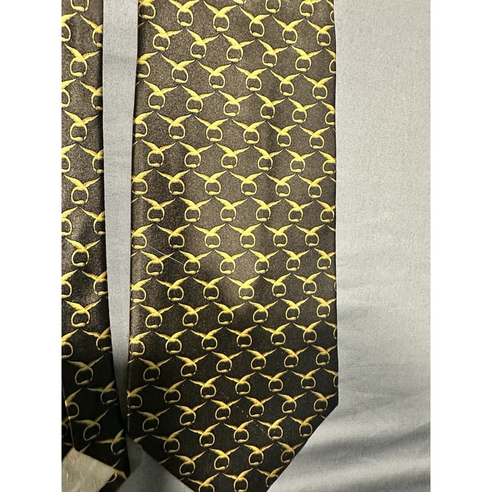 Scappino Italy Black‎ With Gold Links Silk Neck Tie